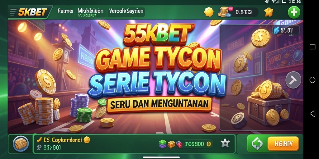 Screenshot gameplay 55KBET yang menunjukkan meriahnya mengelola bisnis.