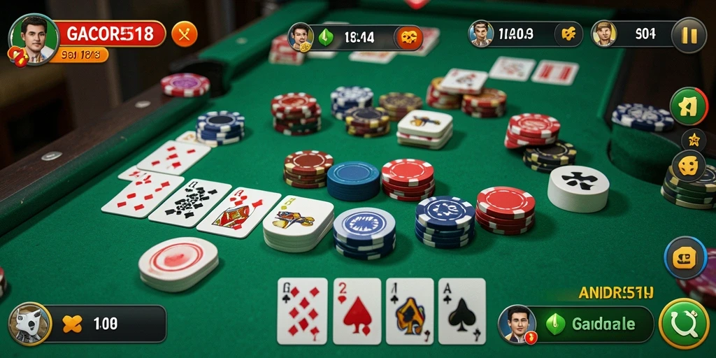 Screenshot GACOR518 menampilkan gameplay Gaple yang seru dan interaktif.