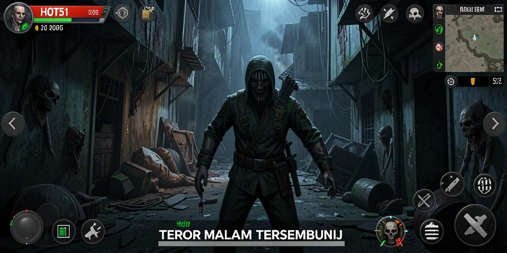 Screenshot menegangkan dari gameplay HOT51 dengan atmosfer Horror yang mencekam.