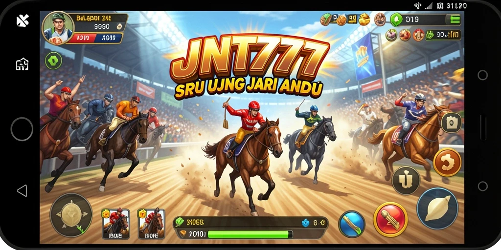 Screenshot utama JNT777 menampilkan momen balapan yang menegangkan.