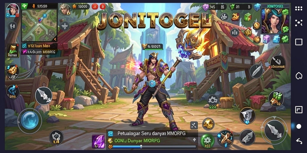 Screenshot utama gameplay JONITOGEL menunjukkan aksi seru dalam permainan MMORPG.