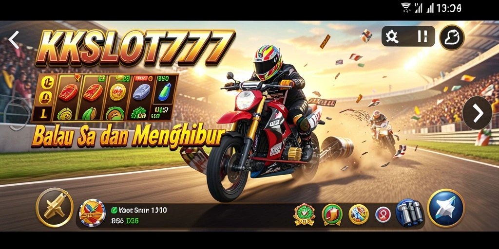 Tampilan gameplay seru di KKSLOT777 dengan balapan penuh aksi.