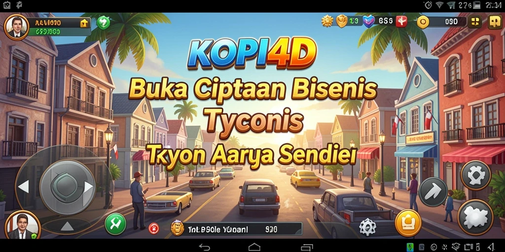 Tampilan gameplay seru dalam KOPI4D yang menantang manajemen bisnis.