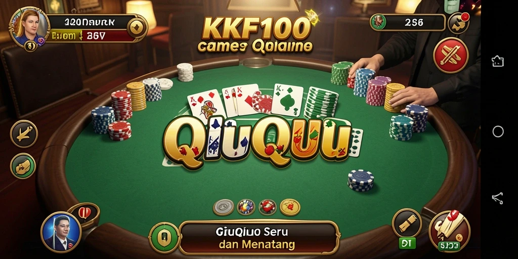 Screenshot gameplay KPK100 menampilkan suasana seru permainan QiuQiu.