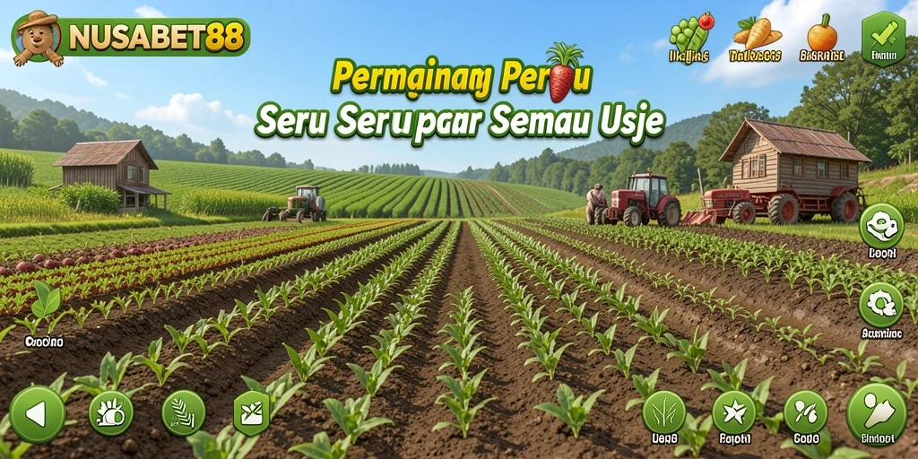 Screenshot gameplay NUSABET88 yang menampilkan aktivitas bertani yang menyenangkan.