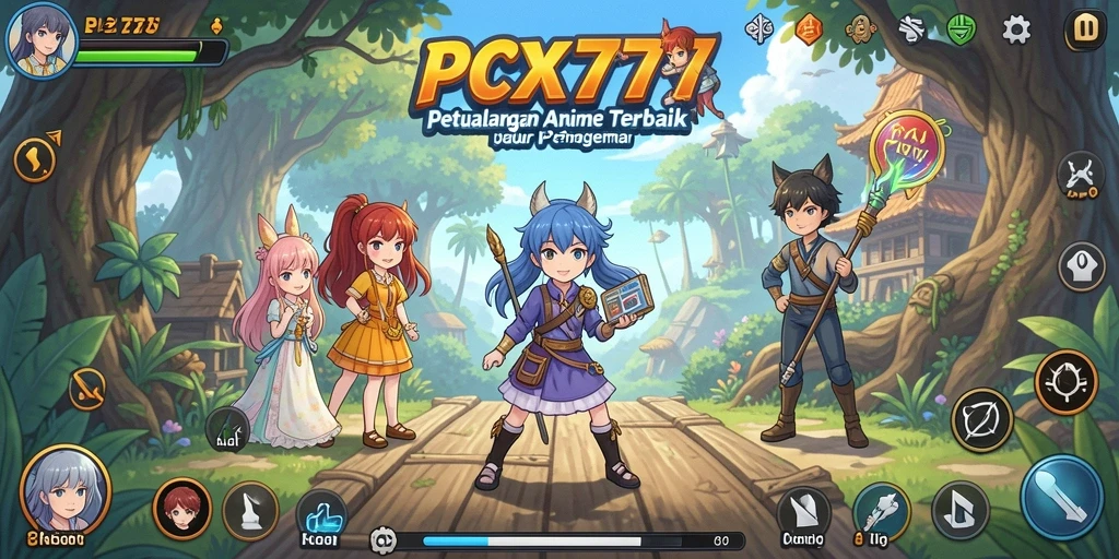 Screenshot gameplay yang seru dan memukau dari PCX777, menampilkan aksi karakter Anime.