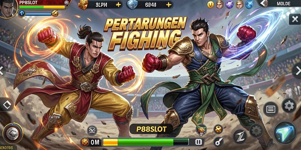 Tampilan gameplay PP8SLOT yang penuh aksi dan karakter menarik.