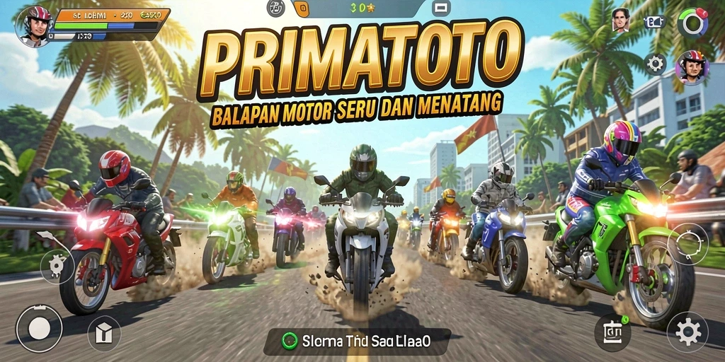 Tampilan gameplay menegangkan dalam balap motor PRIMATOTO.