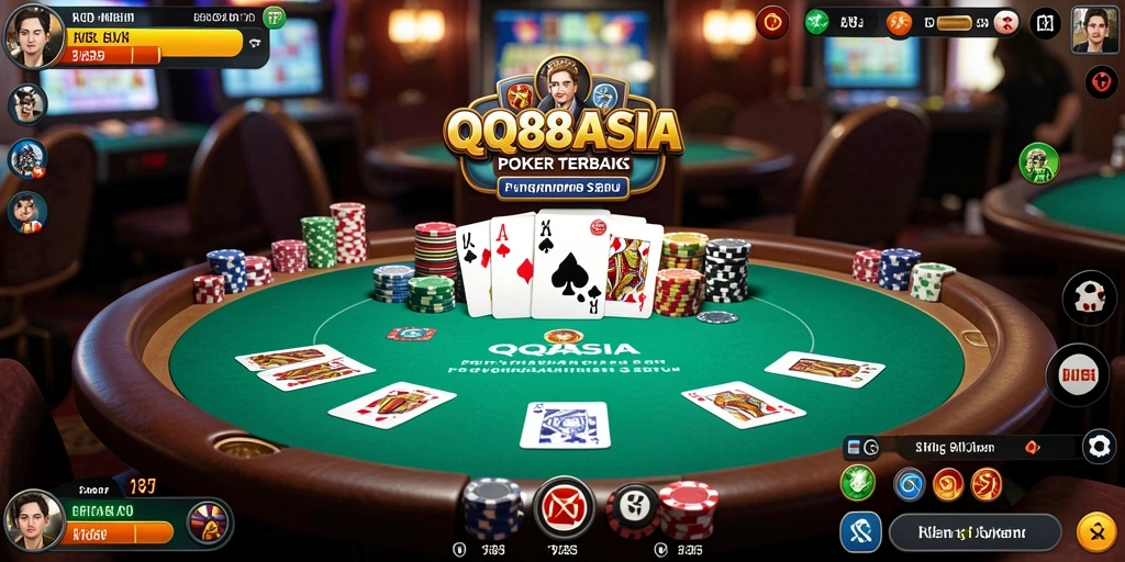 Screenshot gameplay QQ88ASIA menampilkan keseruan bermain poker.